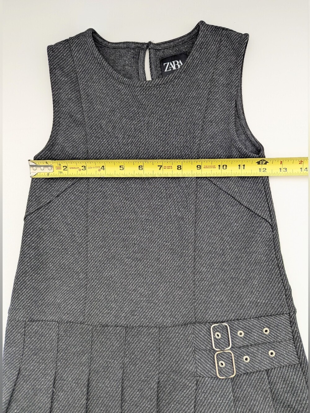 ZARA Girls (Size 8) Jumper/Pinafore/Tunic Dress w/Pleated Skirt & Buckle Accents - Picture 10 of 16
